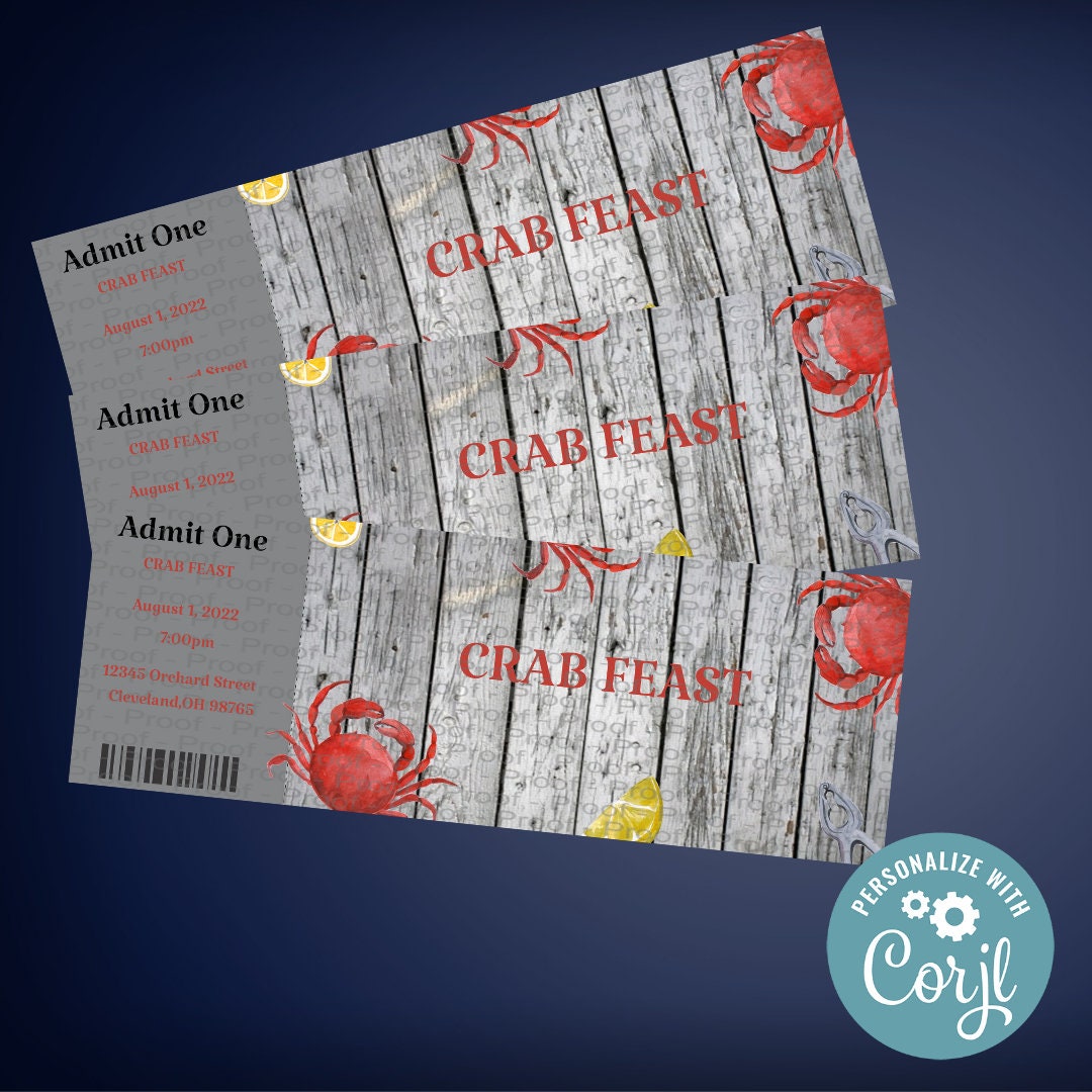 Digital Editable Crab Feast Tickets Etsy