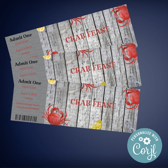 Digital Editable Crab Feast Tickets Etsy