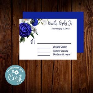 Royal Blue Floral RSVP