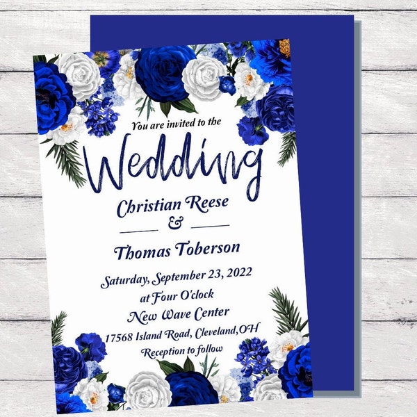 Wedding Invite Royal Blue and Gold