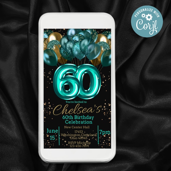 60th Birthday Text Invite Template Etsy