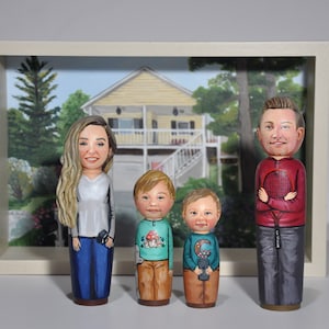 Custom Peg Dolls - Large Size(4 3/4in - 12cm) - Family Portrait - Personalized Dolls - Montessori Toys - Custom Pet Portrait