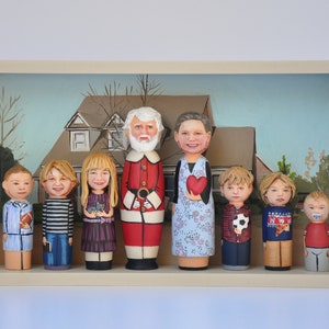 Custom Peg Dolls - Large Size(4 3/4in - 12cm) - Family Portrait - Personalized Dolls - Montessori Toys - Custom Pet Portrait