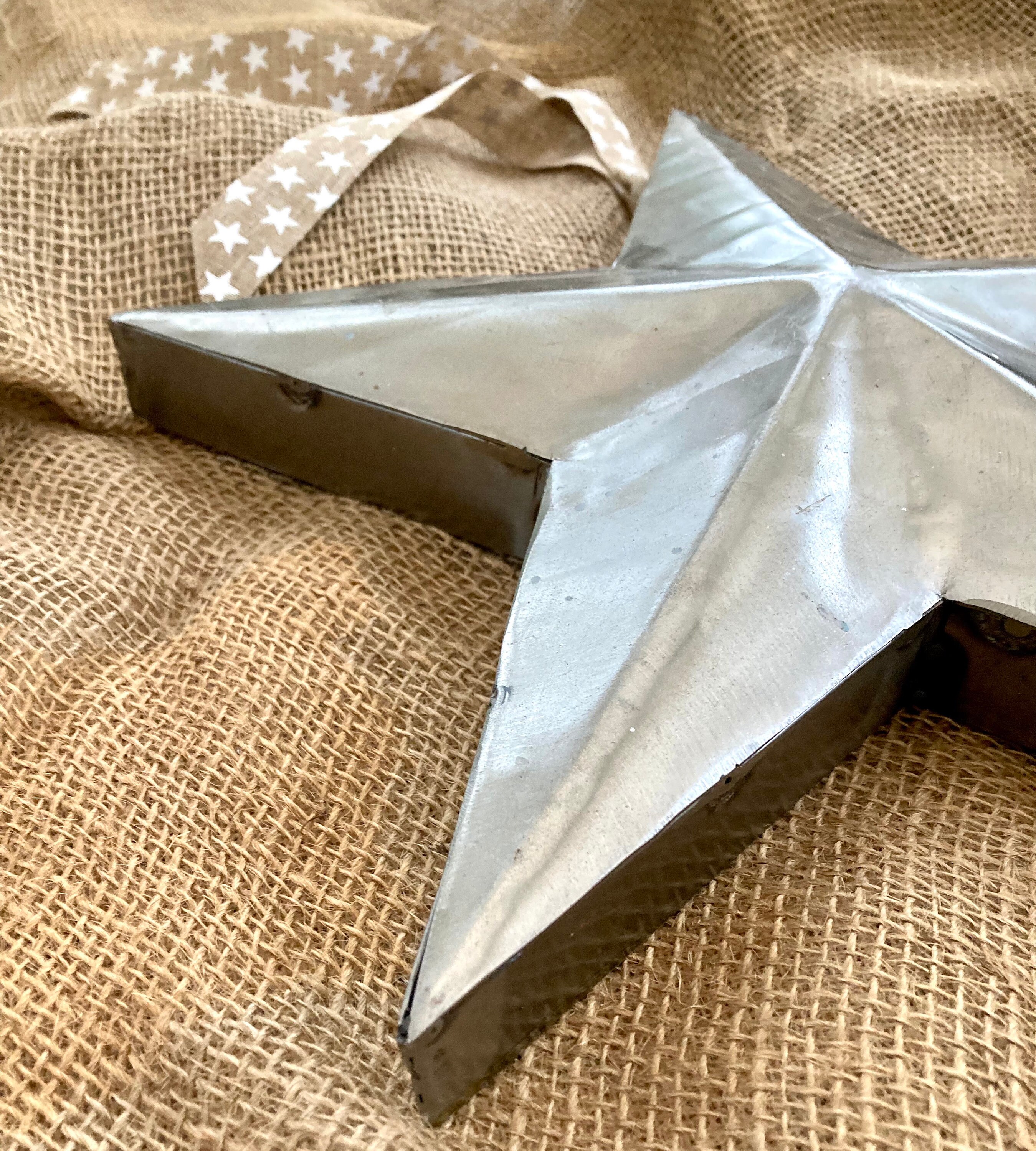Rustic Metal 15cm Star With Ribbon Decoration Etsy