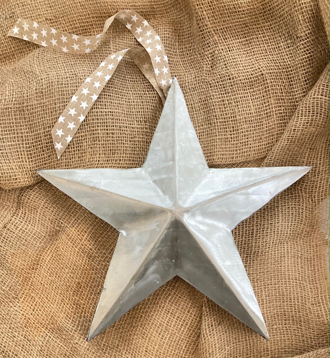 Rustic Metal 15cm Star With Ribbon Decoration Etsy