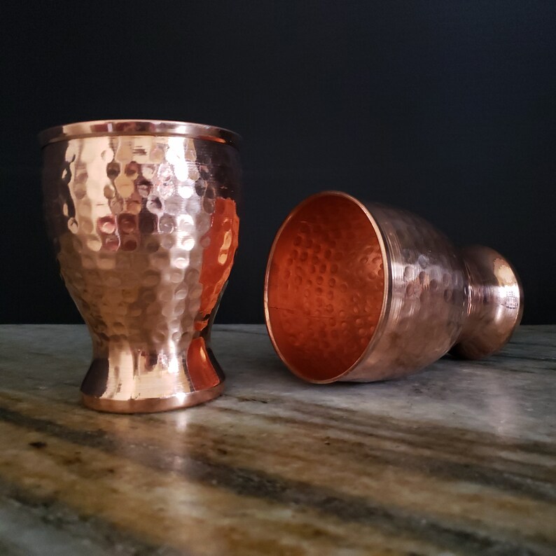 Pure Copper Drinking Cups Set Water Glasses Hand Hammered With Etsy