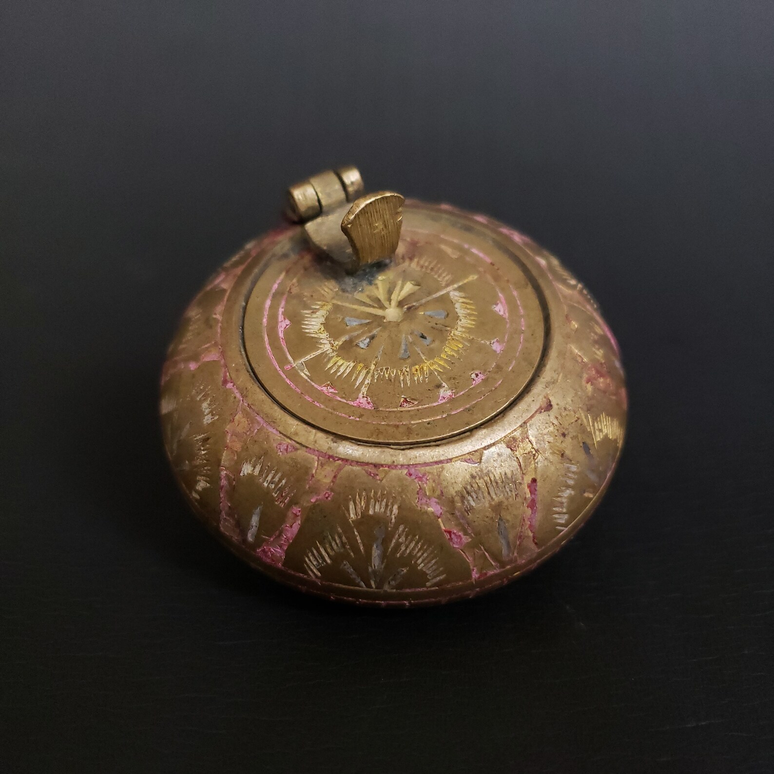 Vintage Brass Pocket Ashtray With Lid And Handmade Etched Etsy