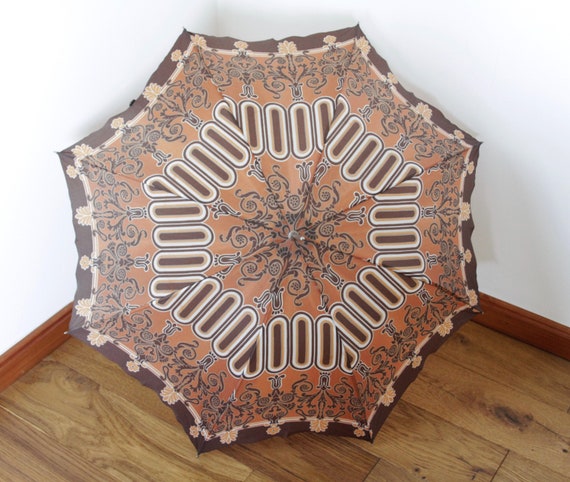 Kitsch brown and orange Nimbus umbrella from the 1