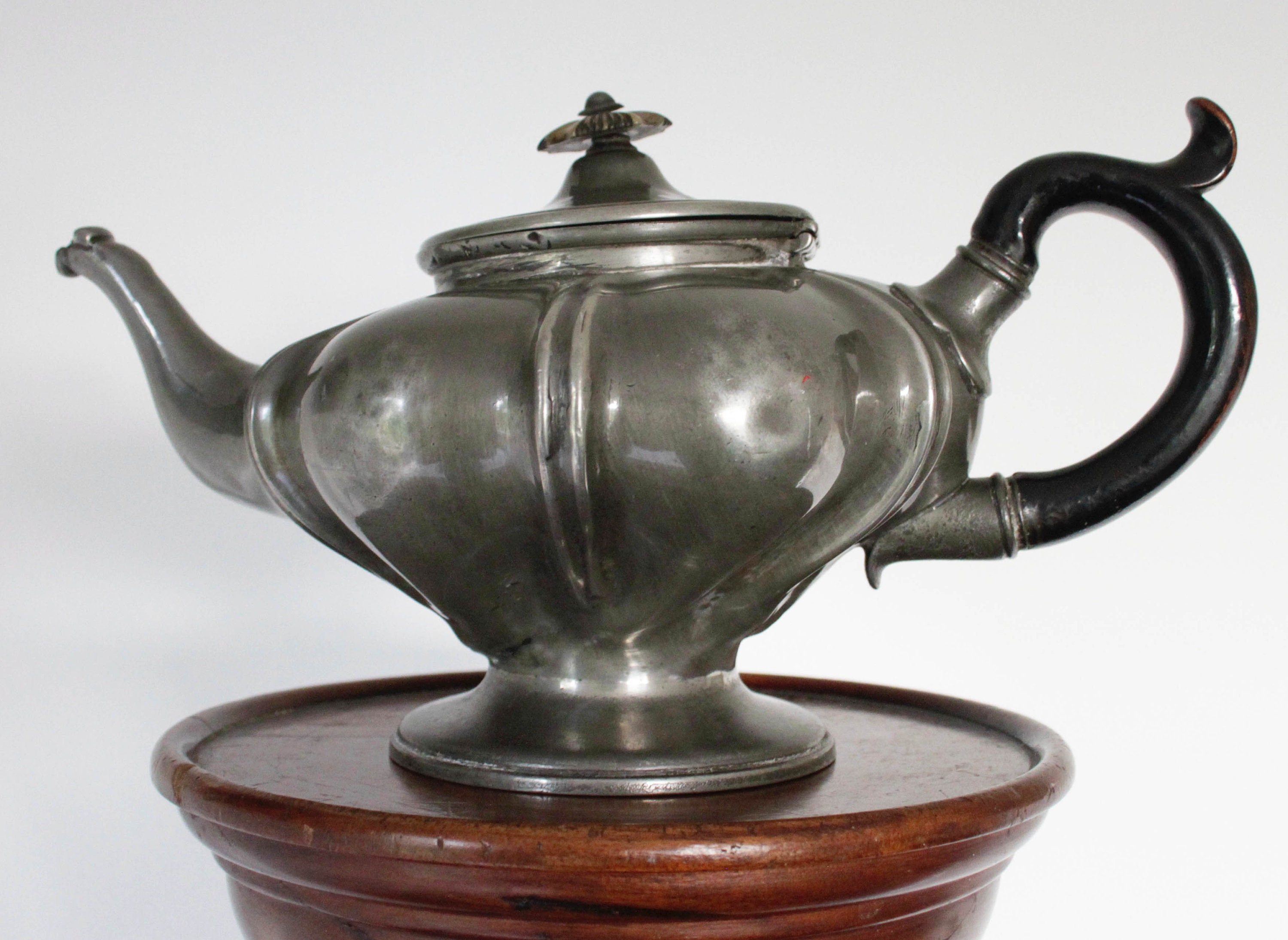 Early Victorian Pewter Teapot With Insulating Handle Etsy