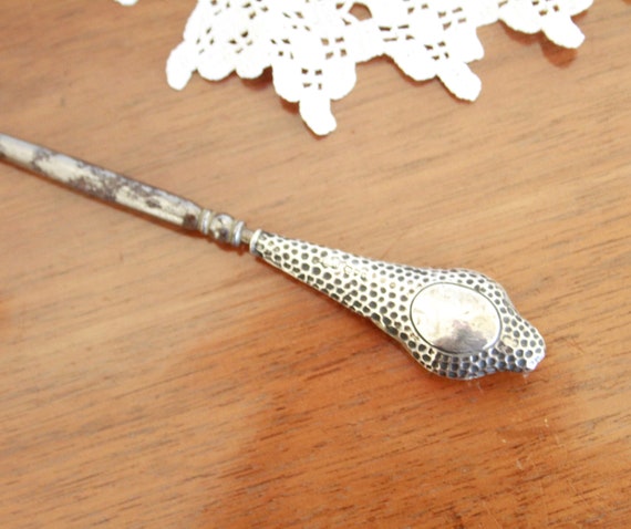 Edwardian silver handled button hook - image 3