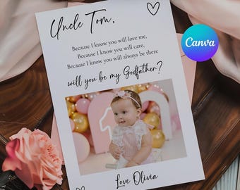 Will You Be My Godfather Proposal, Canva Editable Godfather Card, Godparent Proposal Download, Baptism Proposal Card, Godfather Evite