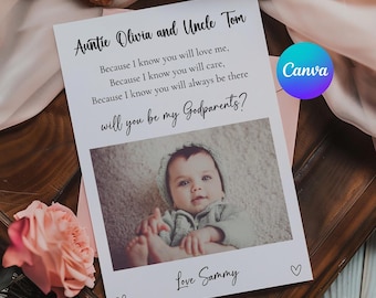 Will You Be My Godparents Proposal Card Template, Canva Editable Godparent Card, Baptism Proposal Card, Printable Godparent Download