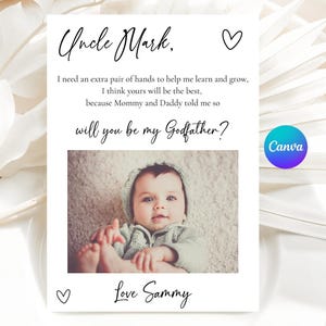 Propuesta de padrino, Tarjeta de padrino editable de Canva, Descargar propuesta de padrino, Tarjeta de propuesta de bautismo, Padrino Evite