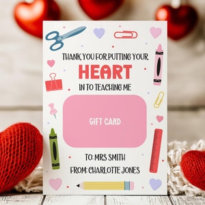 Lehrer Valentinstag Geschenkkartenhalter, bearbeitbare druckbare Lehrer Geschenkvorlage, Schüler Lehrer Liebe Kaffee Wertschätzung Danke Print
