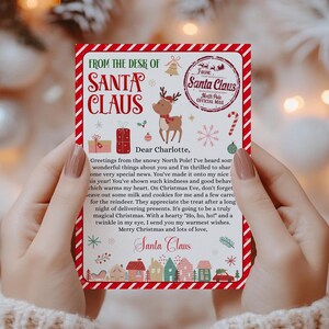 Brief von Santa Weihnachten zum ausdrucken, bearbeitbarer benutzerdefinierter Weihnachtsmannbrief, schöner Listenvorlagebrief, Nordpol-Digital-Downloadbrief