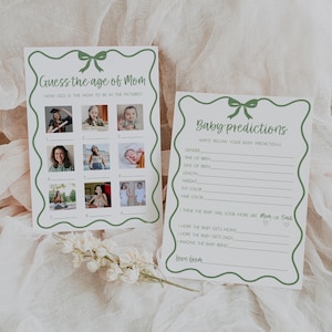 Prédictions de bébé, jeu de photo devinez l'âge de maman, jeu photo devinez l'âge de maman, ensemble de jeux neutres imprimables modifiables, jeux de bébé rétro amusants