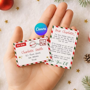 Printable Mini Elf Christmas Letter Set, Canva Editable Envelope Letter, Christmas North Pole Personalised Accessories, Elf Welcome Letter
