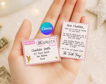 Mini Tooth Fairy Printable Letter Set, Canva Editable Envelope Letter, Lost Tooth Personalised Accessories