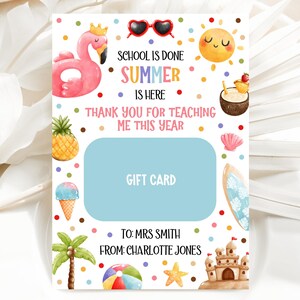 End Of Year Teacher Gift Card Holder, Teacher Appreciation Student Printable Template, Thank You Teacher Classroom Gift, Last Day Of School