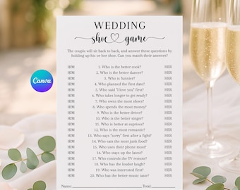 Wedding Shoe Canva Game, Bridal Shower Editable Printable Game, Fun Couples Shower Game, He Said She Said Game, Minimalistic Couples Game