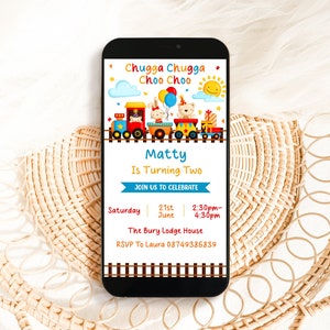 Train Phone Birthday Invitation, Train Theme Party, Editable Train Invite, Train Printable Invite, Transport Invitation, Train Birthday