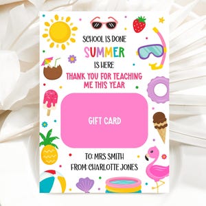 Portatarjetas de regalo para maestros de fin de año, plantilla imprimible de agradecimiento para maestros y estudiantes, regalo de agradecimiento para el aula, último día de clases