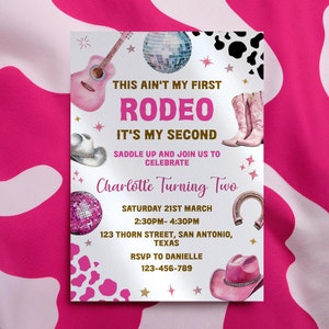 2nd Birthday Invitation, My Second Rodeo Birthday Invitation, Cowgirl Editable Birthday Invitation, Rodeo Birthday Party, Wild West Invite