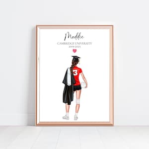 Personalised Volleyball Graduation Print, Volleyball Gift, Custom Volleyball Poster, Girls Volleyball, Sports Gift For Her, Graduation Gift