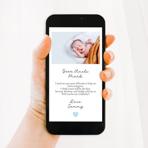 Tarjeta de propuesta de padrino para teléfono, tarjeta de padrino editable, propuesta de padrino, descarga digital, tarjeta de propuesta de bautismo