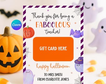Halloween Teacher Gift Card Holder – Printable Editable Faboolous Appreciation