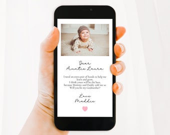 Will You Be My Godmother Proposal Phone Card,Editable Godmother Card,Godparent Proposal, Digital Download,Baptism Proposal Card