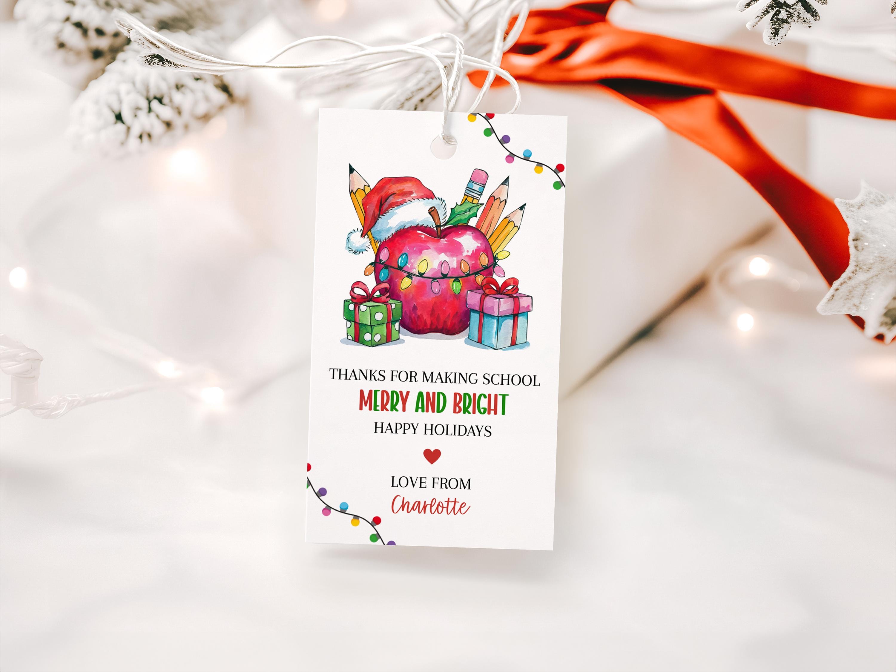 Christmas Teacher Gift Tag – Printable Editable Merry and Bright ...