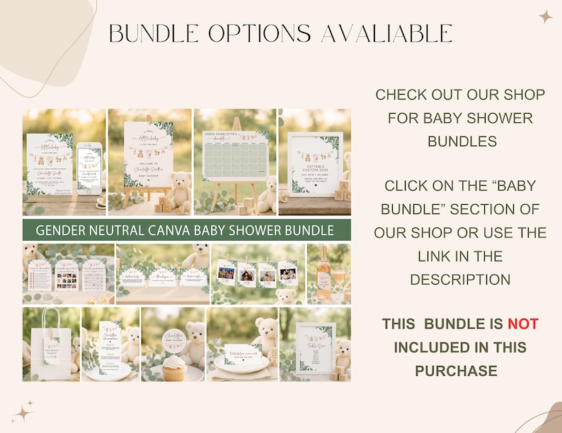 Gender Neutral Baby Shower Invitation, Canva Baby Clothes Baby Shower Editable Template, Baby Brunch Neutral Eucalyptus Printable Invite image 5