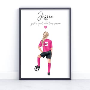 Lámina de fútbol personalizada, regalo de fútbol, póster de fútbol personalizado, regalos de fútbol, regalos de fútbol para chicas, regalo deportivo para ella, amante del fútbol
