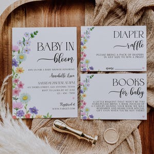 Baby in Bloom-Babyparty-Bundle-Einladung, Blumen-Wildblumen druckbare einladen, Baby-Brunch-Einladungsvorlage, Frühlings-Sommer-Digital einladen