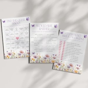 40 Butterfly Wildflower Bridal Shower Games, Lifetime Of Butterflies Game Bundle, Floral Spring Bridal Brunch Editable Printable Custom Game