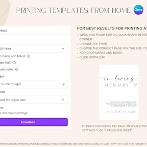 In Loving Memory Printable Sign, Canva Wedding Memorial Editable Sign ...