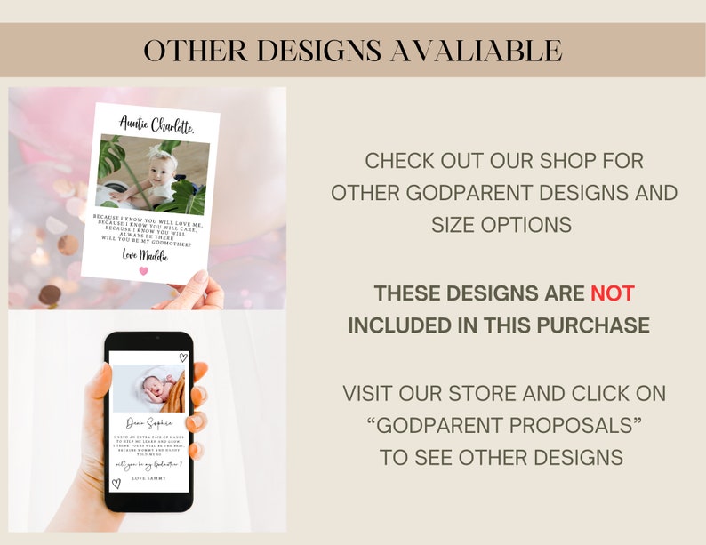 Will You Be My Godmother Proposal Phone Card,Editable Godmother Card,Godparent Proposal, Digital Download,Baptism Proposal Card image 9