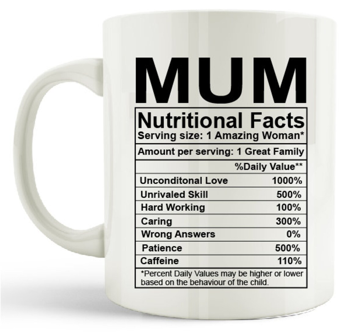 Mum Gift Mug for Mother Mum Nutritional Facts Novelty Coffee Tea Cup Etsy