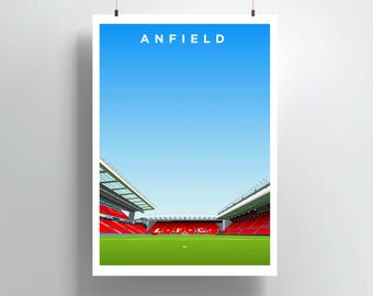 Anfield Stadium Print, Liverpool Football Stadium Wall Art, You'll Never Walk Alone Poster, LFC Fan Gift, Football Decor