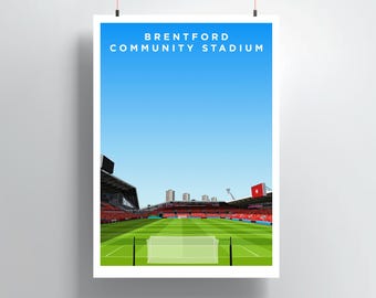 Gtech Community Stadium Print, Brentford FC Stadium Wall Art, Football Stadium Poster, Bees Fan Gift, Stadium Artwork