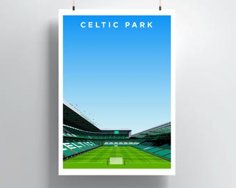 Celtic Park Print, Celtic FC Stadium Wall Art, Paradise Football Poster, Hoops Stadium Artwork, Celtic Fan Gift