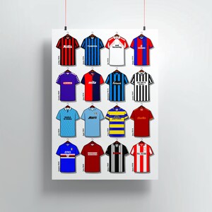 90s Serie A Football Shirts Print, Classic Italian Football Kit History Wall Art, Retro Serie A Legends Poster, Calcio Fan Gift