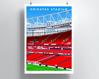 Emirates Stadium Print, Arsenal Stadium Wall Art, Gunners Football Poster, North London Stadium Artwork, Arsenal Fan Gift