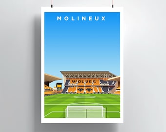 Molineux Stadium Print, Wolverhampton Wanderers Wall Art, Wolves Football Poster, Stadium Artwork, Wolves Fan Gift