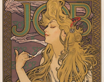 Job By Alphonse Mucha DIY Diamond Painting Kit, Full Square and Round Drill, Diamond Mosaic, Paint With Diamonds, Diamond Art Kit