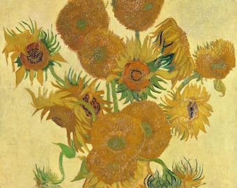 Vincent Van Gogh Sunflowers Vase DIY Diamond Painting Kit, Full Square and Round Drill, Diamond Mosaic, Paint With Diamonds, Diamond Art Kit