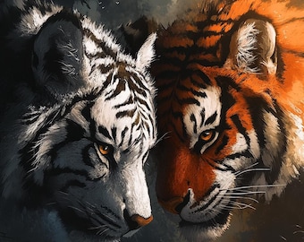 Diamond Painting, Kit Completo De Pintura De Diamantes 5D Pintura Diamante Bricolaje Diamante Pintura Grande Bordado De Punto De Cruz Para Decoración De La Del Hogar Tigre Lindo-Round Drill,30x40cm