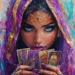 Kit fai da te per pittura a diamante con donna cartomante, trapano quadrato e rotondo, mosaico di diamanti, pittura con diamanti, arte con diamanti e carte dei tarocchi