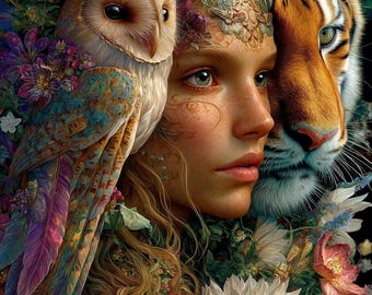 Queen of Animals World Diamond Painting Kit, Full Square and Round Drill, Diamond Mosaic, Paint With Diamonds, Animal Diamond Art Kit